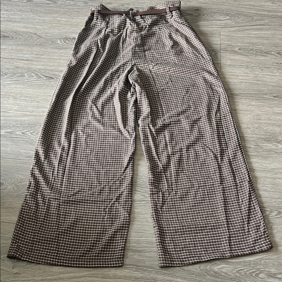 Cider Brown Checkered Wide Leg Pants - Picture 2 of 2